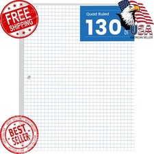 Graph Paper Loose Leaf, 130 Sheets Loose Leaf Paper Binder Paper 8 x 10.5  4...