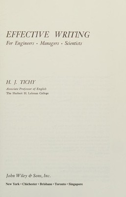 Effective Writing for Engineers-Managers-Scientists Hardcover H.