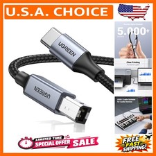 USB-B to USB-C Cable 6.6FT, Nylon Braided for Printer  MIDI