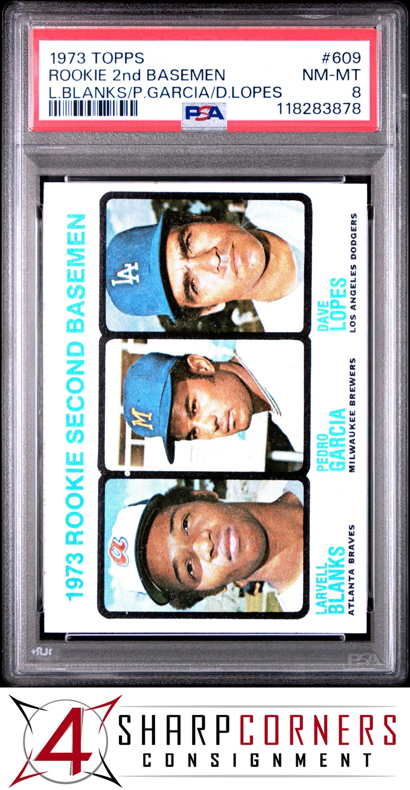 1973 TOPPS #609 DAVEY LOPES RC  PSA 8