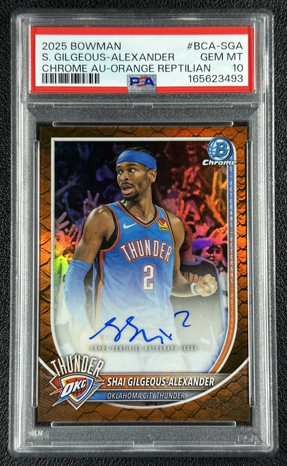 SHAI GILGEOUS-ALEXANDER PSA 10 2025 BOWMAN CHROME AUTO REPT ORANGE REFRACTOR /25