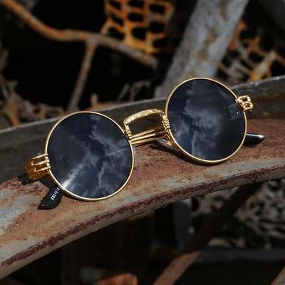 Vintage Round Steampunk Style Sunglasses for Women Men Retro