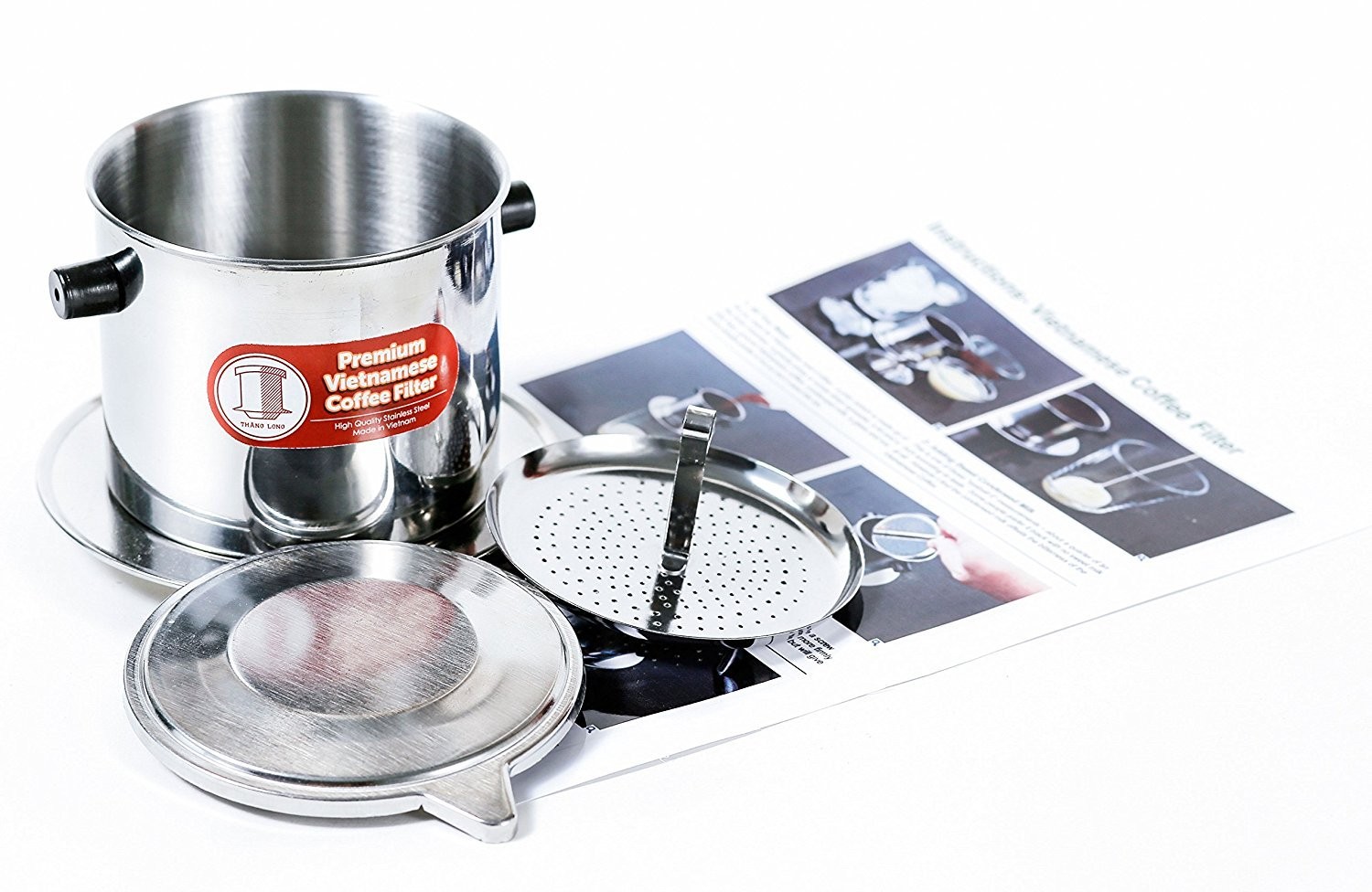 Phin Filter, 8 Oz Metal Press, Silver