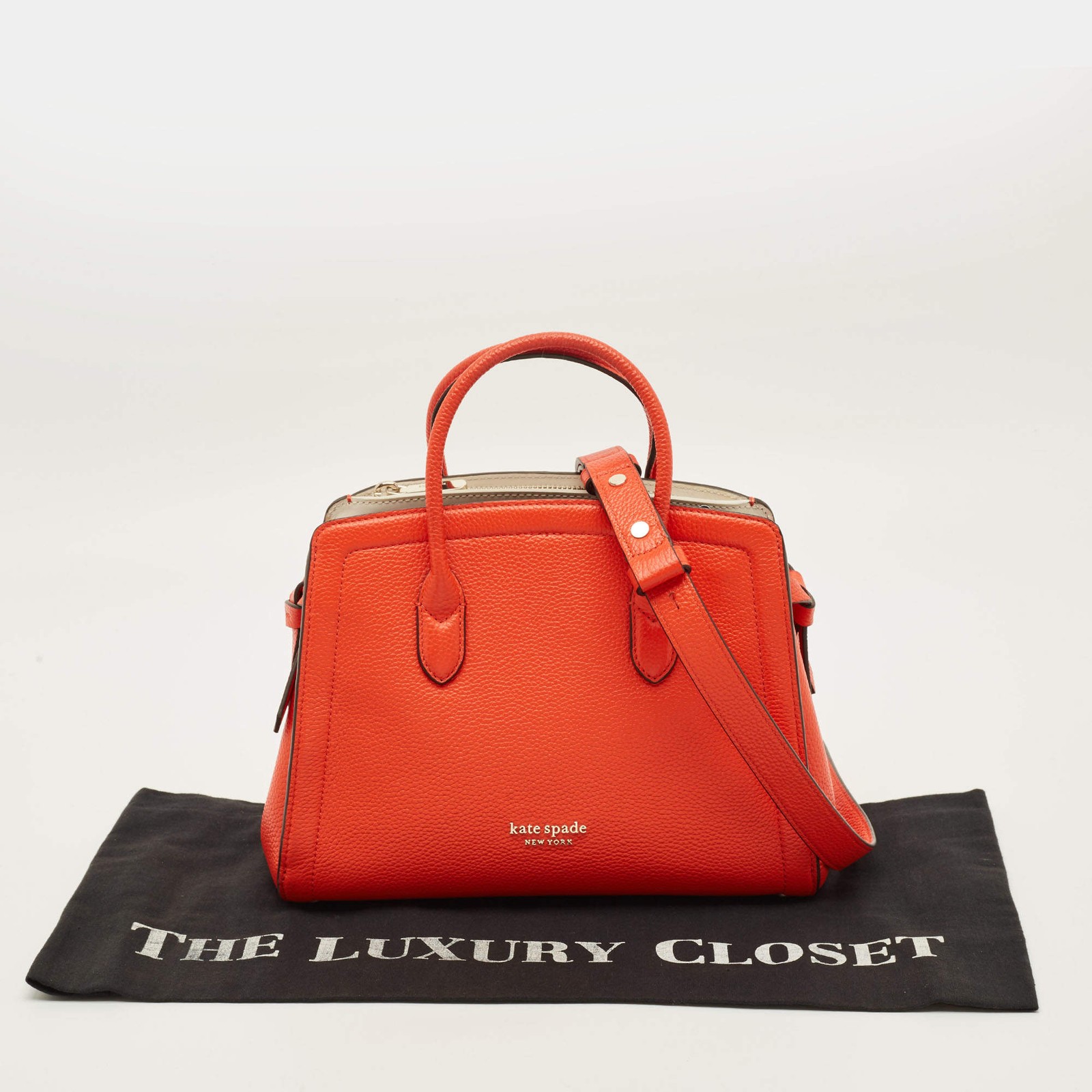 Kate Spade Knott Orange Leather Satchel thumbnail 11