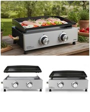 Plancha gaz Barbecue INOX 2 brûleurs acier émaillée 45,5 x 35 cm