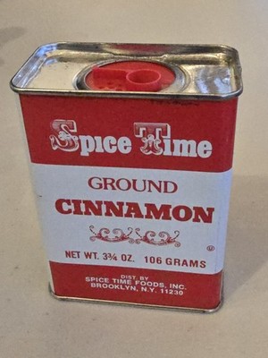 Spice Time Foods Ground Cinnamon Vintage Tin Spice Container 3 3/4 Oz NEW  Expir