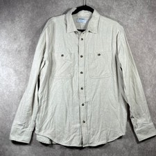 Old Navy Shirt Mens Size Large Beige Flannel Cotton Double Brushed Button Up NEW