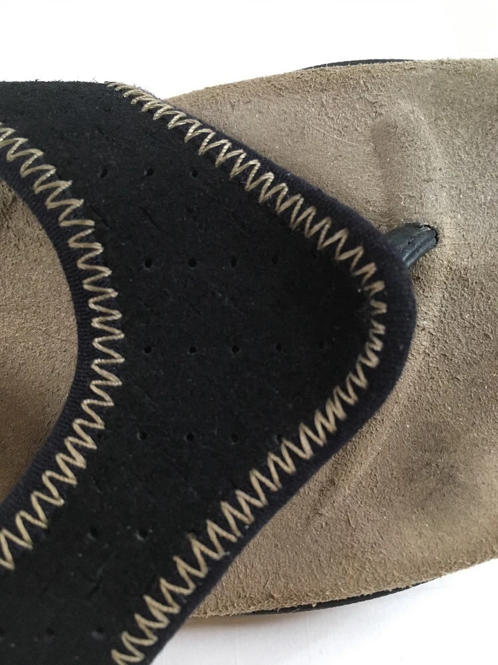 Простой бренд кожи шлепанцы сандалии женский размер 6 черный комфорт обувь - Изображение 3 из 4