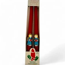 Vintage Jasco Christmas Taper Candles Christmas Angels Red 12 - Box of 2 NOS