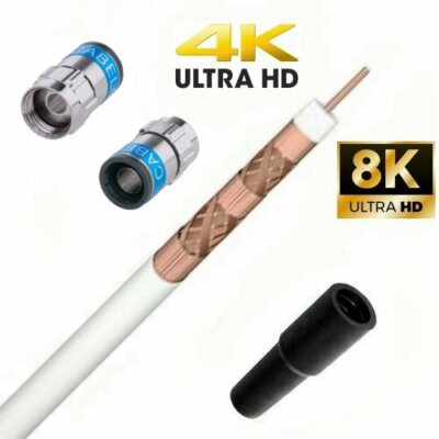 1m SatKabel 135dB 5fach Vollkupfer Weiss + 2x Self Nitin + 1x Gummitülle