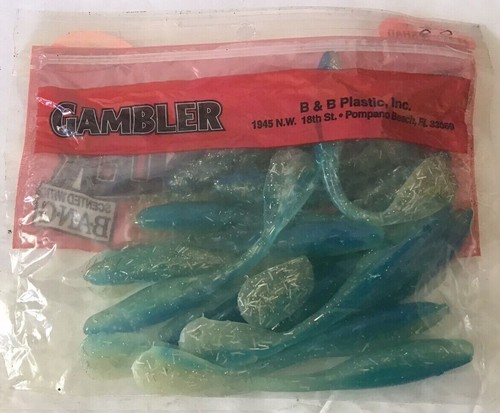 Vintage Fishing Lure GAMBLER FLAPP N SHAD Baby 4" Bang Green Glitter - Picture 2 of 2
