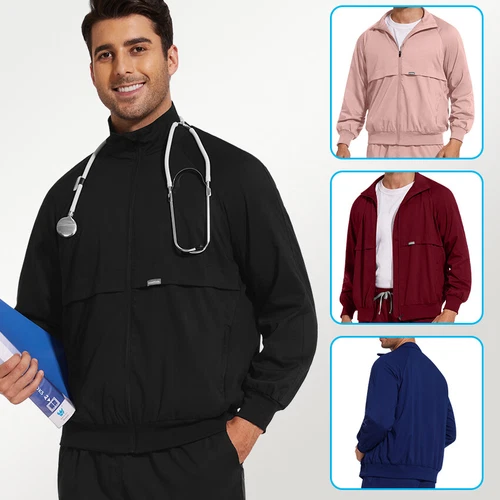 Men Warm Coat Scrubs Jackets Medical Nursing NiaaHinn UNIFORMS Long Sleeve Scrub - product listing photo
