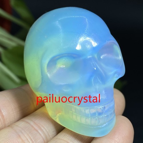 2" Opalite Skull Quartz Crystal Skull Carved Figurines Reiki Healing Gem 1pcs - Picture 9 of 12
