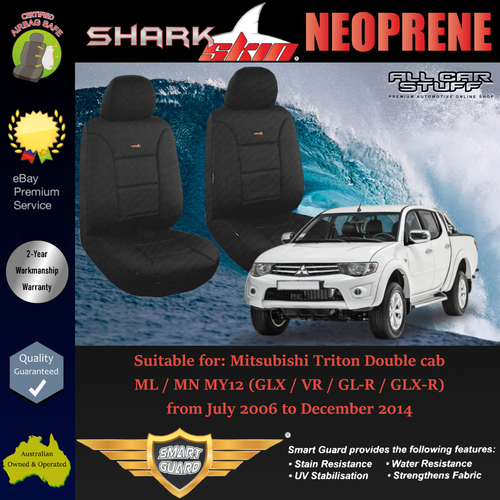 SharkSkin Neoprene Front Seat Covers for Mitsubishi Triton 07/2006 to