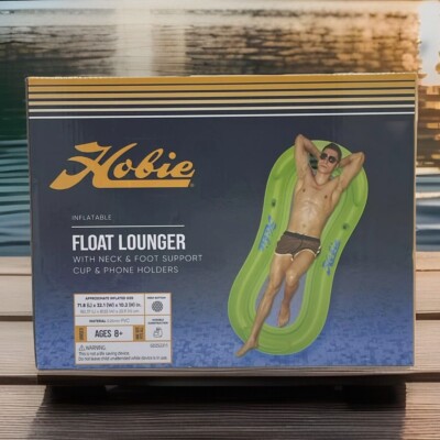 Hobie Inflatable Float Lounger w/ Phone/Neck/Foot Support 71'' x 32'' x 10'' Green