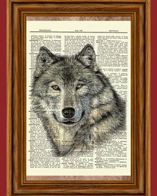 #ad Wolf Dictionary Art Print Poster Picture Wildlife Animal Wild Collectible $4.75