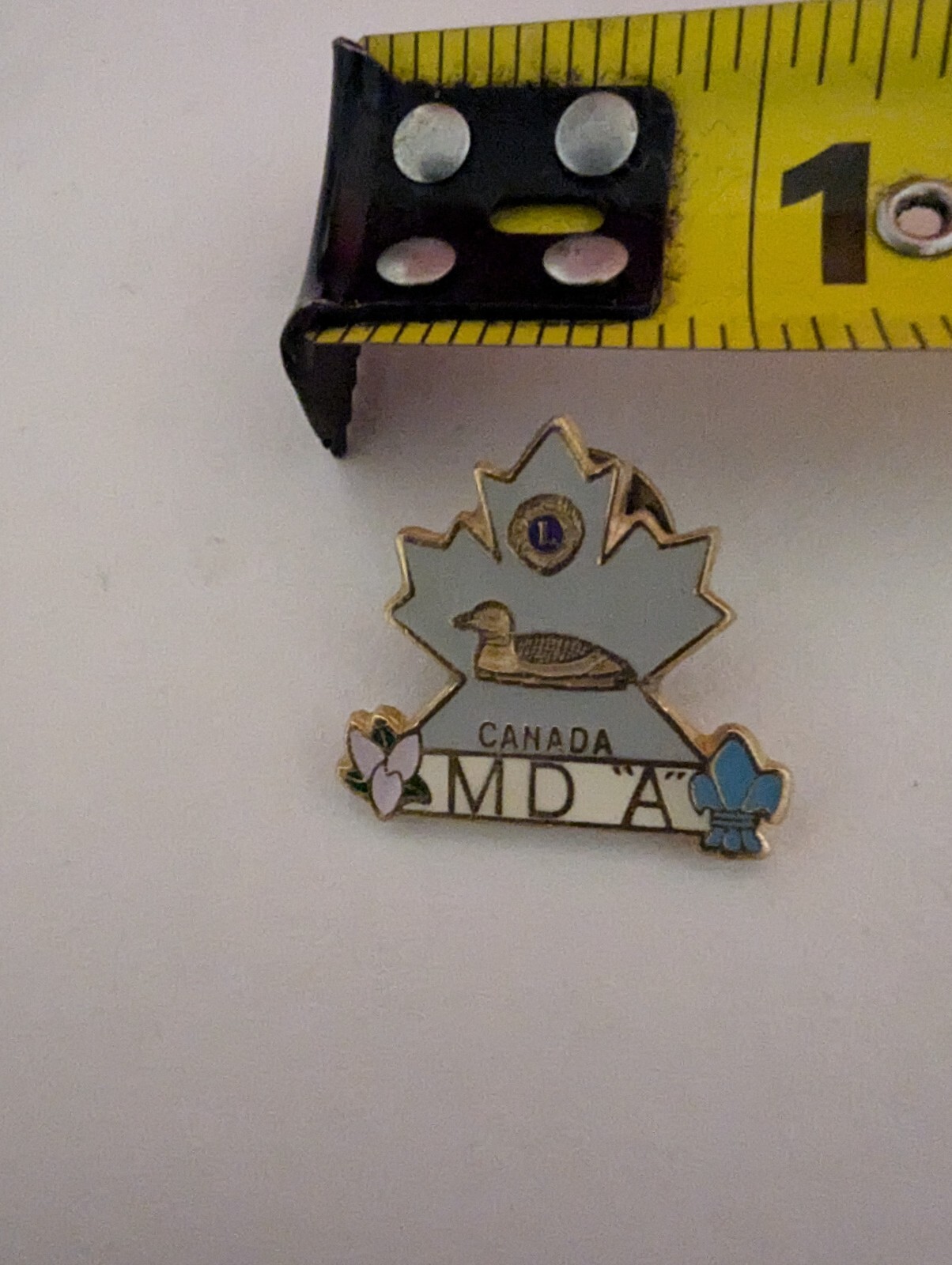 Pinback Lapel Pin Lions Club MDA Loon Trillium Canada Maple Leaf