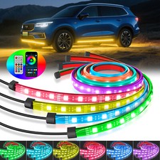 4pcs Car Rgb Led Underglow Light Smart Neon Accent Strip Kit Dream Color Chasing