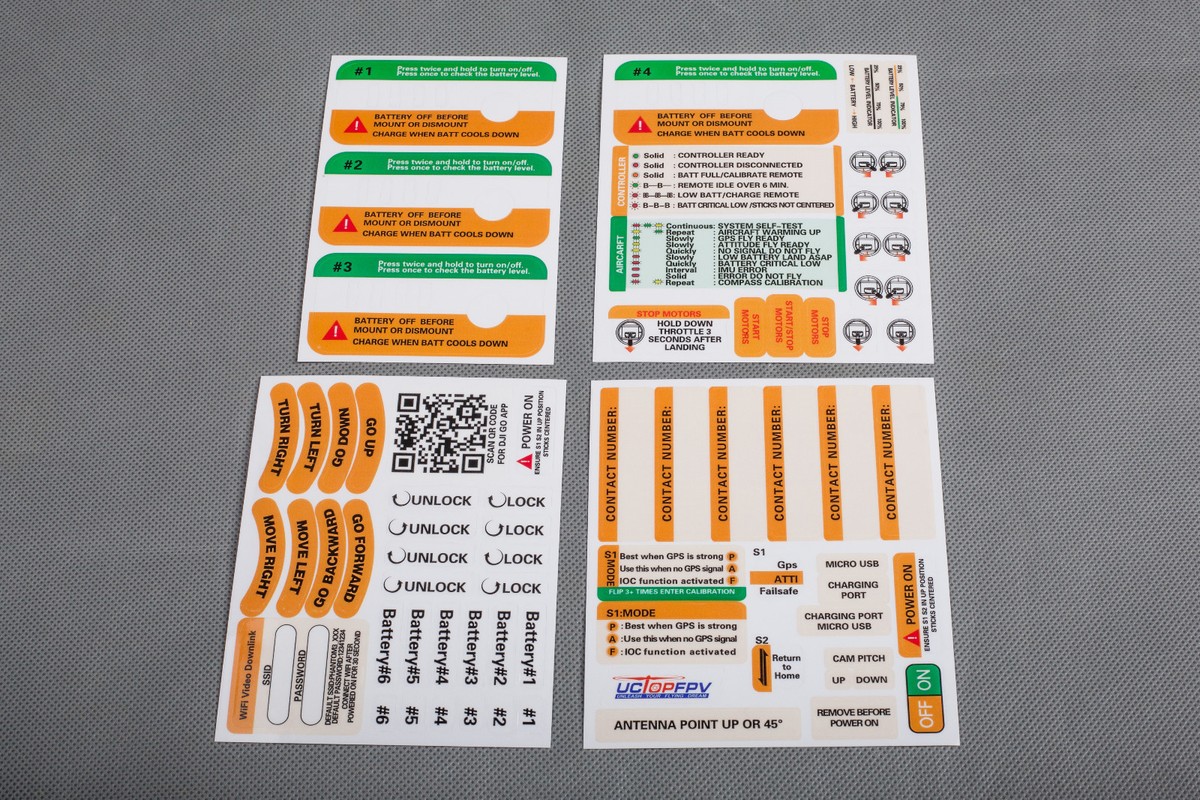 DJI Phantom Standard Yellow/Green Sticker Combo Set ID Marking