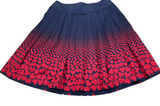 NWT Talbots Pleated Skirt Size 8 A-Line Navy Blue w/Red Hearts-Pockets