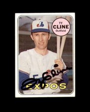 Ty Cline Signed Authentic 1969 Topps Montreal Expos Autograph
