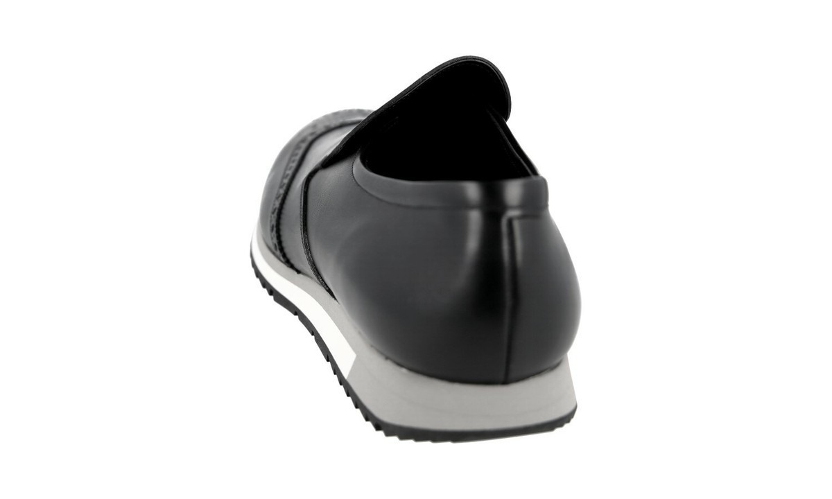 PRADA Leather Slip-on Brogue Sneakers Dress Shoes Black  display picture 1