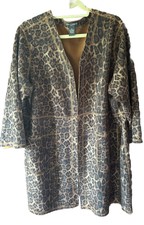 Chelsea & Theodore Faux Suede Open Front Leopard Layering Jacket Size 2x