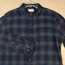 Weatherproof Vintage Blackwatch Blue Plaid Long Sleeve Button Shirt M Flannel