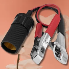 12V Battery To Cigarette Lighter Adapter Alligator Clamp Clip 12 Volt Car Socket