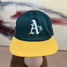 VTG 1980s 1990s Oakland A's Snapback Baseball Cap / Hat Sz L Mesh Athletics