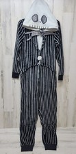Nightmare Before Christmas Jack Skellington One-Piece Hood PJs Pajamas Medium