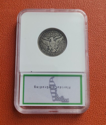 1915 D BARBER QUARTER SLABBED VF XF 25c USA COIN SILVER - Picture 3 of 6