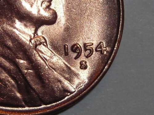wheat penny 1954 MOLD ERROR RED BU 1954-S LINCOLN CENT LOT#1 UNC - Picture 3 of 4