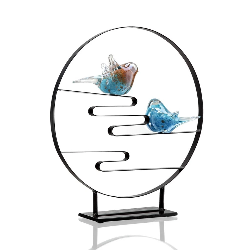 Centro de mesa par de pájaros de vidrio artístico único y elegante para decoración de escritorio Foto 2 de 2