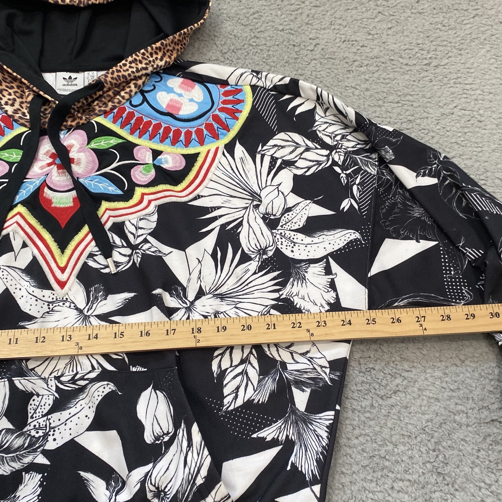 Adidas X FARM Hoodie Womens S Sweatshirt Tropical Multicolor Sweater Embroidered image 7