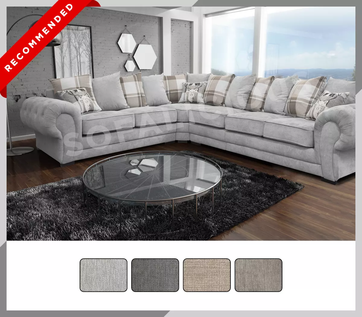 EXTRA EXTRA LARGE Verona Corner Sofa Scatter Buttoned Arms Chesterfield