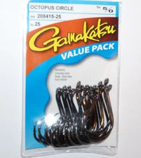 gamakatsu octopus circle hooks 5/0 25 pr pack 208415-25 value pack authentic 5/0