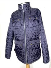 Barbour Ladies Navy Blue Long Sleeve Collared Abbey Liberty Quilted Jacket Uk 18