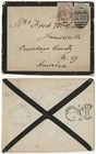 GB QV 1885 Mourning cover Shaftesbury to Jamesville, NY USA 4d green + 1d lilac