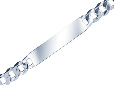 Sterling Silver 7.4mm Diamond Cut Curb Chain Identity Bracelet 21.5cm/8.5'' Hallm