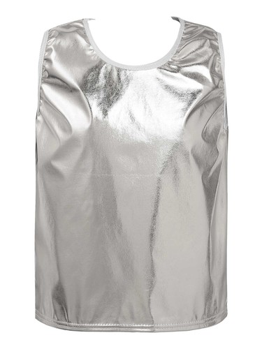 Kids Boys Girls Metallic Shiny Sleeveless Vest Dance Sports Jazz Tank Top Shirt - Picture 28 of 65