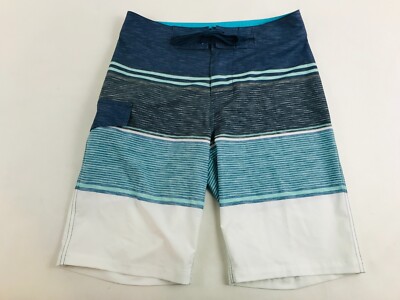 Sonoma Board Shorts Men's Size 28 Blue White Gray Striped Drawstring Swim  Trunks