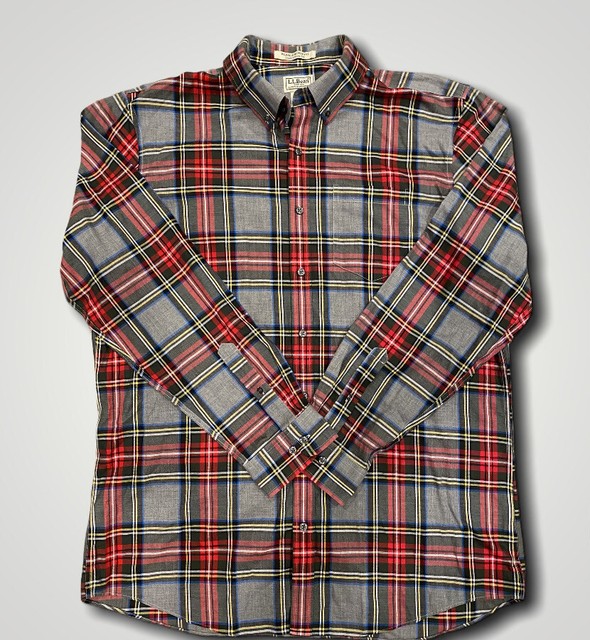 L.L. Bean Long Sleeve Traditional Plaid Button Front Shirt Men's L Tall