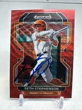 2022 Prizm Draft Red Wave Seth Stephenson #PDP207 Detroit Tigers SIGNED
