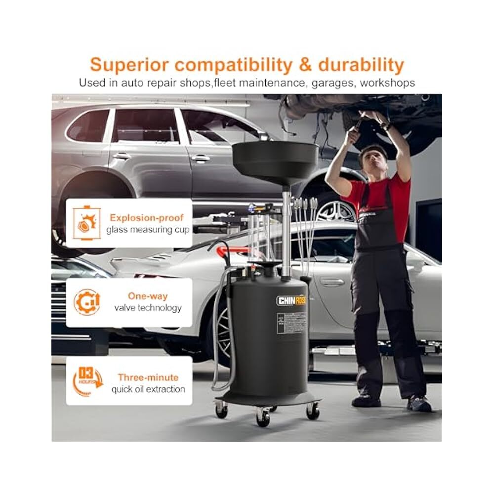 Rapid Oil Extraction Kit, Pneumatic Vacuum, 10L Measuring Cup, 70L Waste Tank