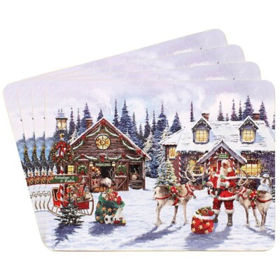 Weihnachtsdorf 4er Set Tischsets