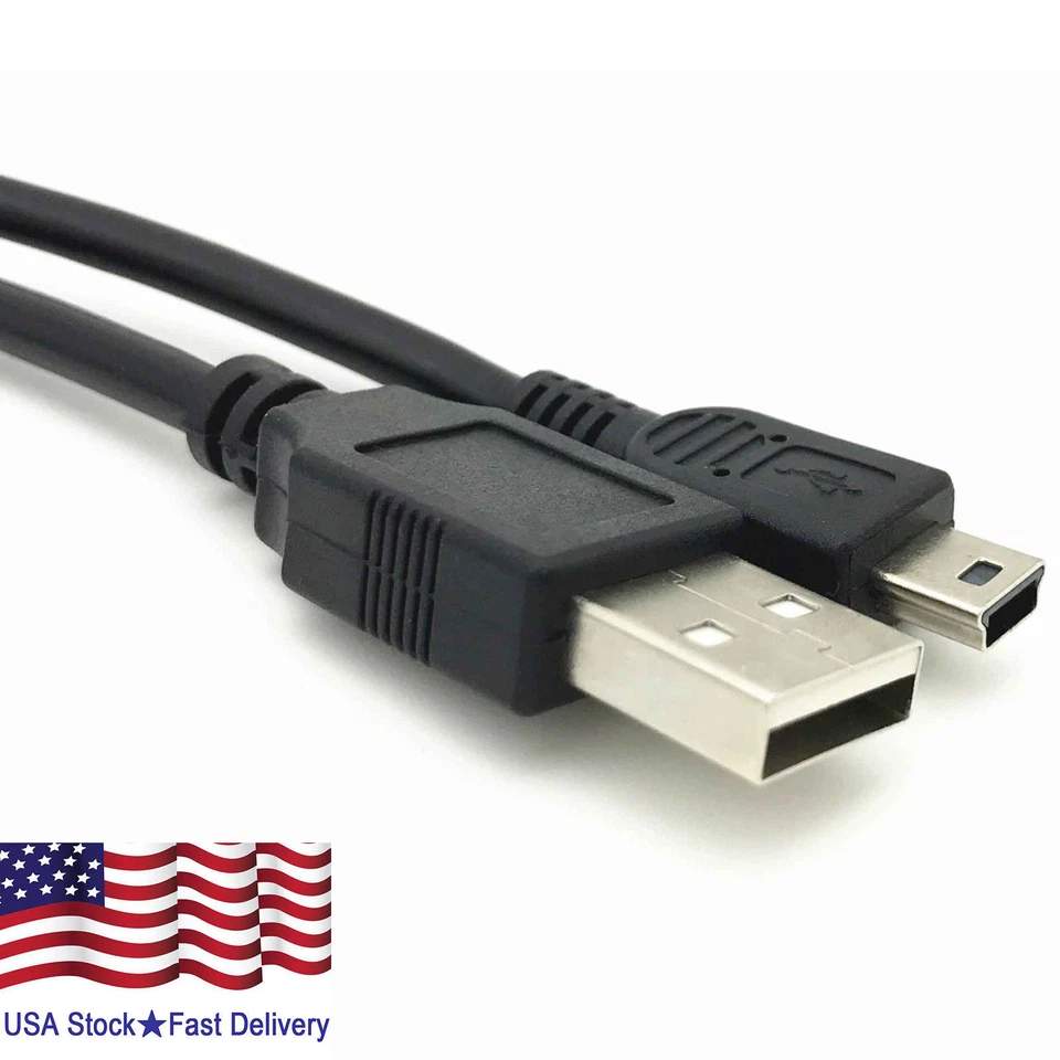 USB 2.0 A Male to Mini-B 5pin Male Data Sync Charge Cable for GPS Cell Phone 1ft - Image 2 of 4