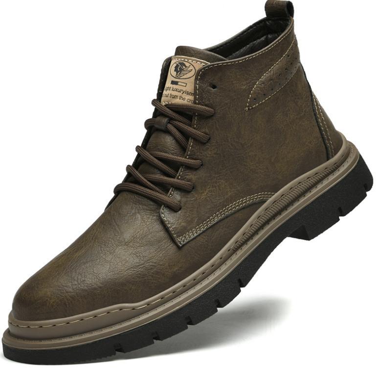 SAOLA Mocassino uomo stringato alto Oxford marrone stivaletto cavaliere stivali moto