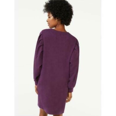 purple sweatshirt dress Purple Sweatshirt Dress Women's S Loose Casual Maxi Long Sleeve Heavyweight  NEW