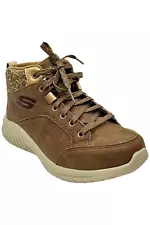 Skechers Women's Ultra Flex Lace-Up Sneaker Boots Mocha